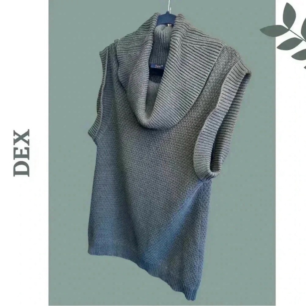 DEX Cowl Neck Sleeveless Sweater Knit Olive Medium - Picture 3 of 7
